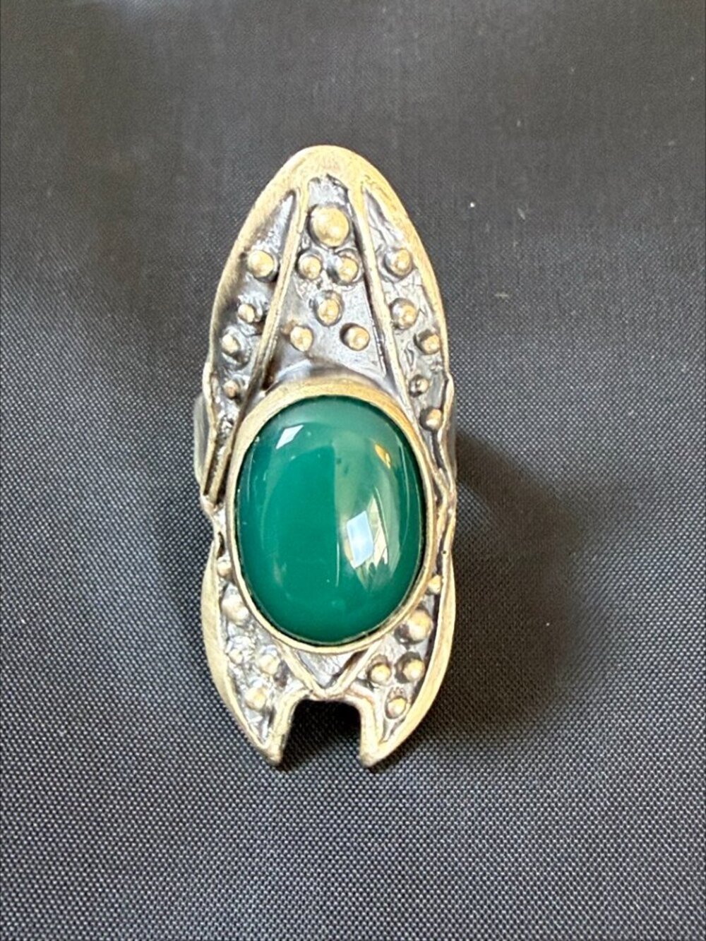 Acid Queen OOAK Faeriniir Ring Jade Sterling Silver Size 8.5